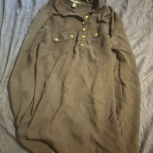 Streetwear Society Black Shirt with Gold Buttons